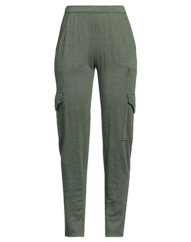 MAJESTIC FILATURES Casual trouser Military green 94% Linen, 6% Elastane