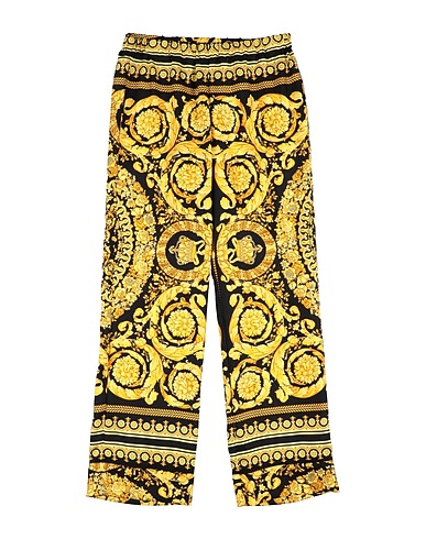 VERSACE YOUNG Casual pants Black 100% Silk, Viscose, Cupro