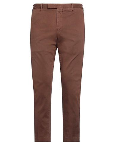 PT Torino Casual trouser Chocolate brown 98% Cotton, 2% Elastane