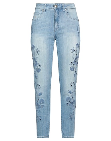 ANGELO MARANI Denim trousers Blue 98% Cotton, 2% Elastane