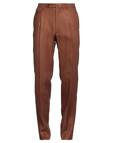 TAGLIATORE Casual pants Brown 100% Linen