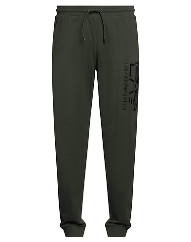 EA7 Casual pants Military green 100% Cotton, Elastane