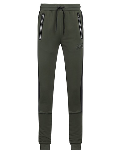 EA7 Pantalón Verde militar 100% Poliéster, Elastán
