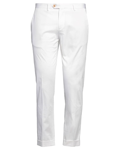 ROBERTO P  Luxury Casual pants White 97% Cotton, 3% Elastane