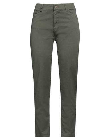 LE STREGHE Casual pants Military green 97% Cotton, 3% Elastane