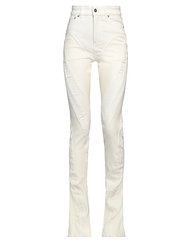 MUGLER Casual pants White 98% Cotton, 2% Elastane, Polyamide