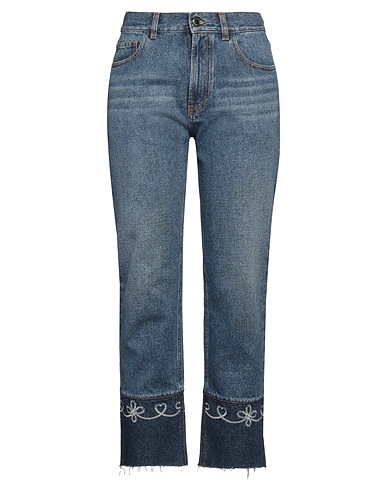 CHLOÉ Denim trousers Blue 87% Cotton, 13% Hemp, Calf hair, Polyester