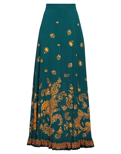 ETRO Long skirt Deep teal 100% Silk
