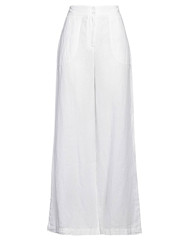 120% LINO Casual pants White 100% Linen