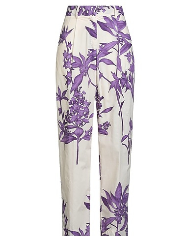 FORTE_FORTE Casual trouser Ivory 100% Cotton