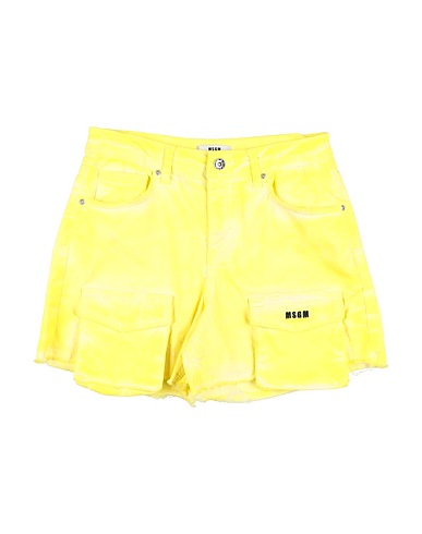 MSGM Denim shorts KIDS Yellow 97% Cotton, 3% Elastane