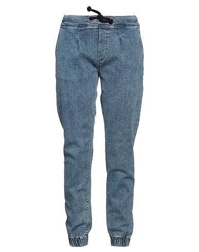 TAKESHY KUROSAWA Denim trousers Blue 97% Cotton, 3% Elastane