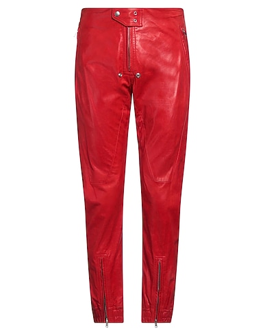 RICK OWENS Casual trouser Red 100% Calfskin