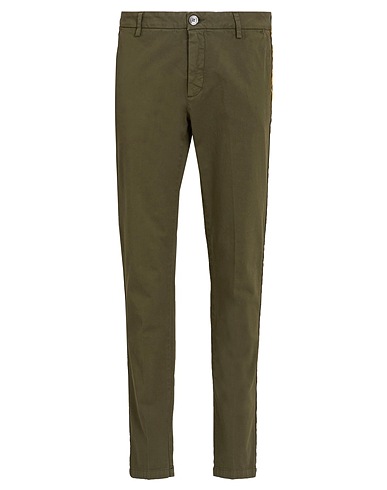 AGLINI Casual pants Military green 97% Cotton, 3% Elastane
