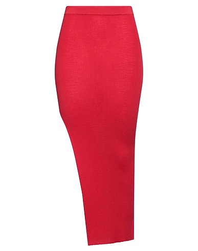 RICK OWENS Long skirt Red 97% Virgin Wool, 2% Polyamide, 1% Elastane