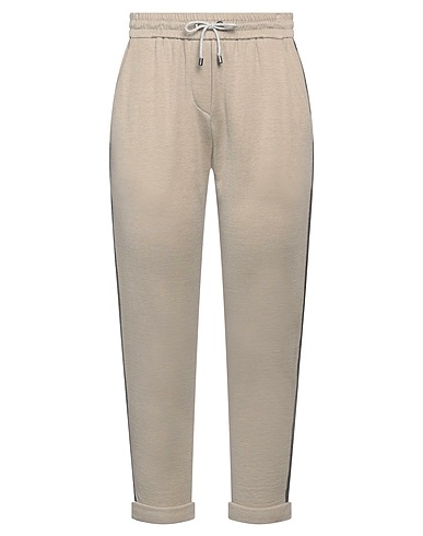 BRUNELLO CUCINELLI Casual pants Khaki 67% Cotton, 31% Silk, 2% Polyamide, Ecobrass