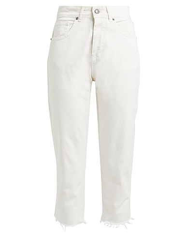 SOUVENIR Denim trousers Ivory 97% Cotton, 3% Elastane