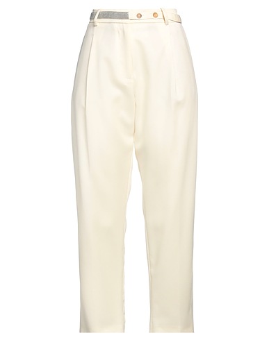 FABIANA FILIPPI Casual pants Cream 100% Virgin Wool, Ecobrass