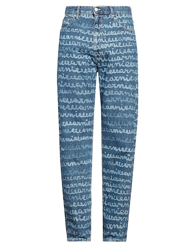 MARNI Denim pants Blue 100% Cotton, Cow leather