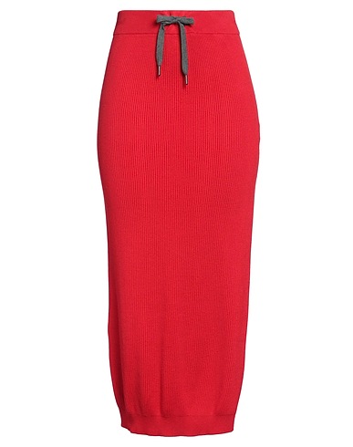 BRUNELLO CUCINELLI Gonna midi Rosso 100% Cotone