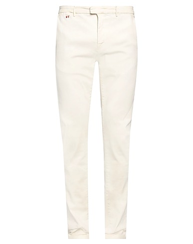 TRAMAROSSA Denim trousers Ivory 87% Cotton, 9% Polyester, 4% Elastane