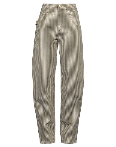 BRUNELLO CUCINELLI Denim pants Military green 100% Cotton, Leather, Brass