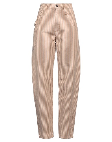 BRUNELLO CUCINELLI Denim pants Khaki 100% Cotton, Leather, Brass