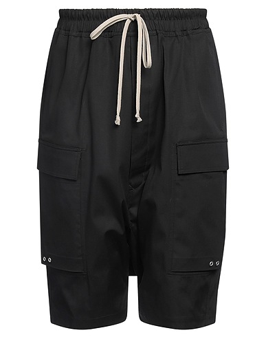 RICK OWENS Shorts & Bermuda Black 97% Cotton, 3% Elastane, Buffalo Horn