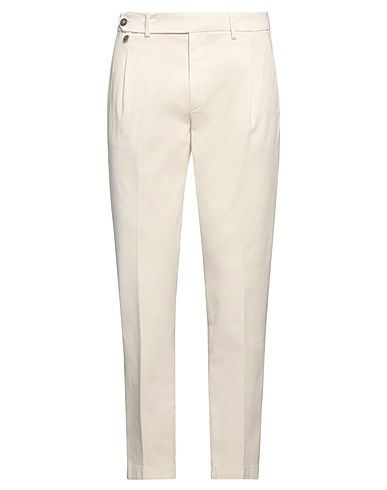 TAKESHY KUROSAWA Casual trouser Cream 98% Cotton, 2% Elastane
