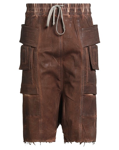 DRKSHDW by RICK OWENS Denim shorts Brown 91% Cotton, 6% Elastomultiester, 3% Natural rubber