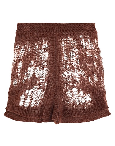 RICK OWENS Shorts & Bermuda Chocolate brown 50% Polyamide, 46% Mohair wool, 4% Wool