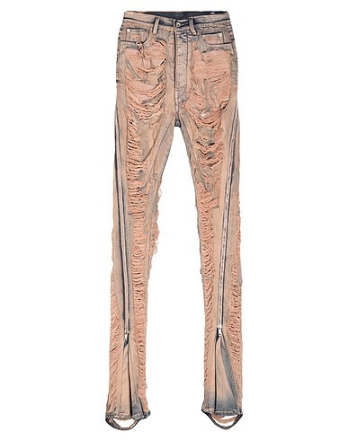 DRKSHDW by RICK OWENS Denim pants Antique rose 100% Cotton, Elastomultiester, Rubber