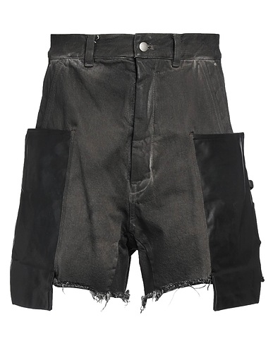 RICK OWENS Denim shorts Black 91% Cotton, 6% Elastomultiester, 3% Rubber