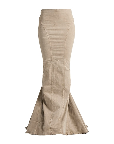 DRKSHDW by RICK OWENS Denim skirt Khaki 90% Cotton, 7% Polyester, 3% Rubber