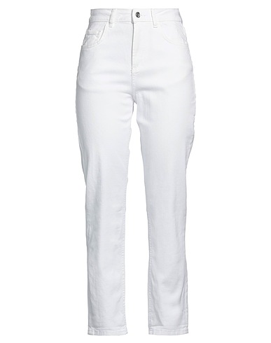 LIU •JO Denim trousers White 98% Cotton, 2% Elastane