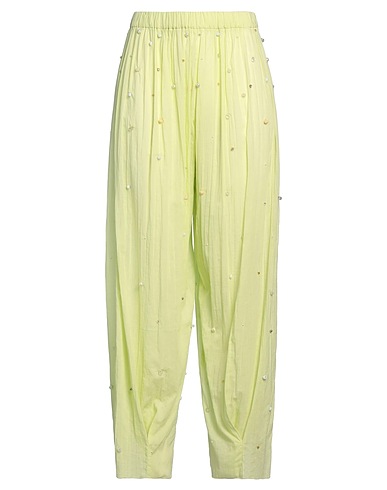 FORTE_FORTE Casual trouser Light green 100% Cotton, Viscose, Glass, Polyester