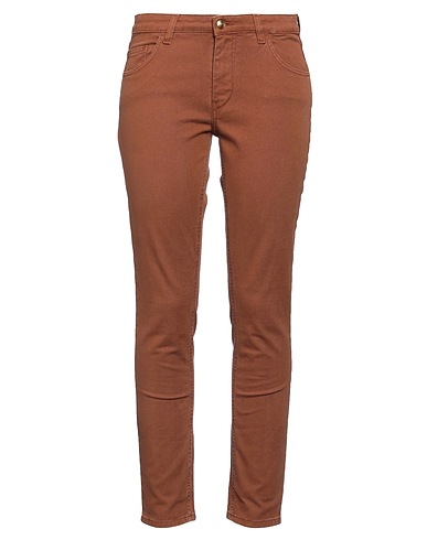 FAY Denim trousers Brown 97% Cotton, 3% Elastane