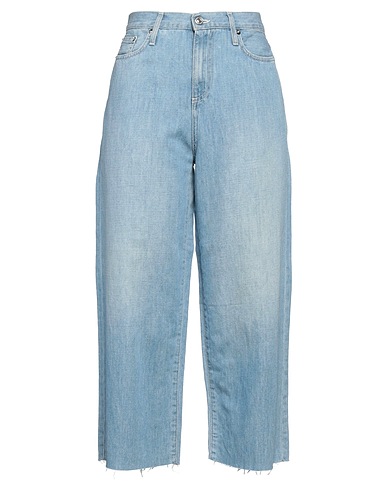ROŸ ROGER'S Denim trousers Blue 68% Cotton, 32% Linen