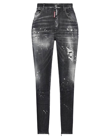 DSQUARED2 Denim trousers Black 92% Cotton, 6% Elastomultiester, 2% Elastane, Calfskin