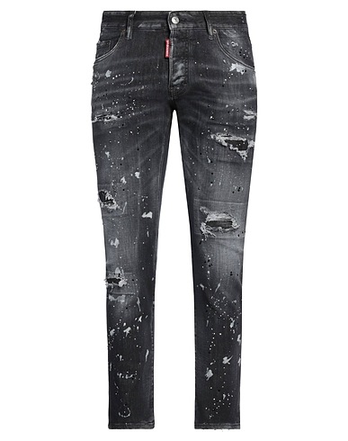 DSQUARED2 Denim pants Black 92% Cotton, 6% Elastomultiester, 2% Elastane, Cow leather