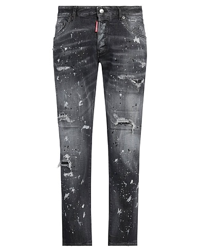 DSQUARED2 Denim trousers Black 92% Cotton, 6% Elastomultiester, 2% Elastane, Cow leather