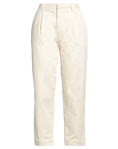 ROŸ ROGER'S Denim trousers Cream 98% Cotton, 2% Elastane