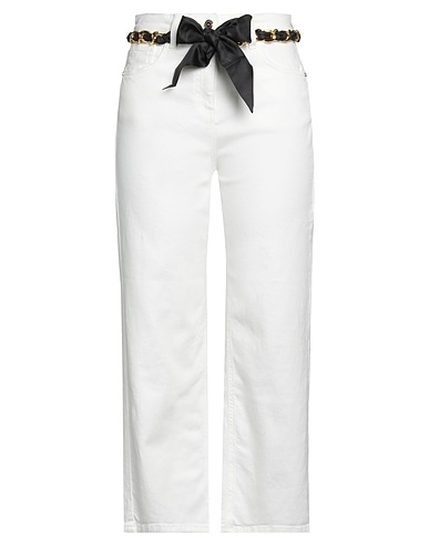 ELISABETTA FRANCHI Denim trousers White 99% Cotton, 1% Elastane