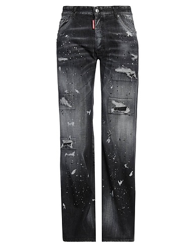 DSQUARED2 Denim pants Black 92% Cotton, 6% Elastomultiester, 2% Elastane, Cow leather