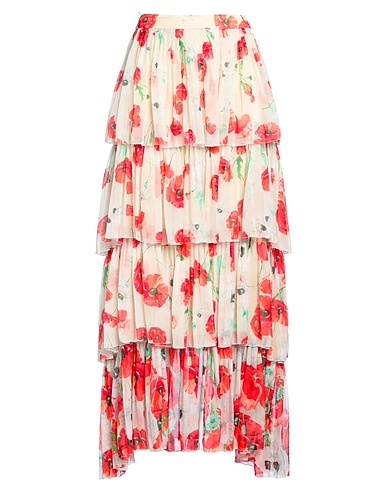 RAQUEL DINIZ Maxi Skirts Off white 100% Silk