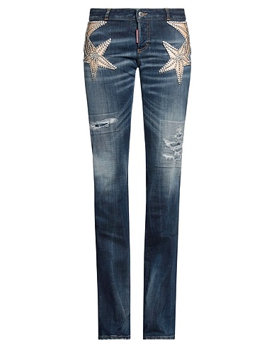 DSQUARED2 Denim trousers Blue 98% Cotton, 2% Elastane, Leather, Polyamide, Brass