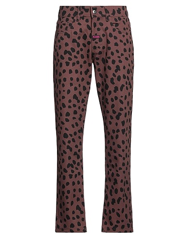 PLEASURES Denim trousers Chocolate brown 100% Cotton
