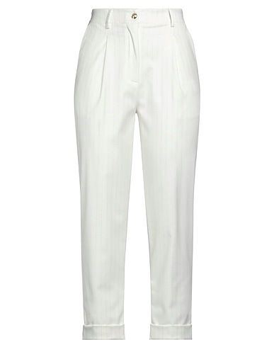DENNY ROSE Casual trouser White 63% Polyester, 34% Viscose, 2% Elastane, 1% Metal