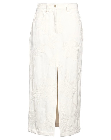 MOMONÍ Denim skirt Ivory 100% Cotton, Leather, Polyurethane