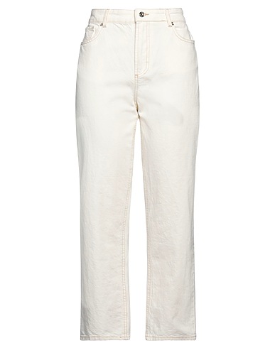 LIU •JO Denim trousers Ivory 100% Cotton